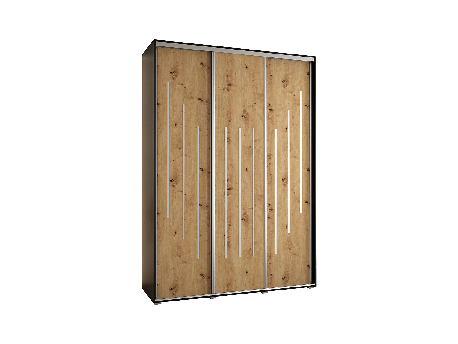 ARMOIRE DAVOS 8 À PORTES COULISSANTES 235,2/180/45 3 portes (Noir/Artisan/Argent)