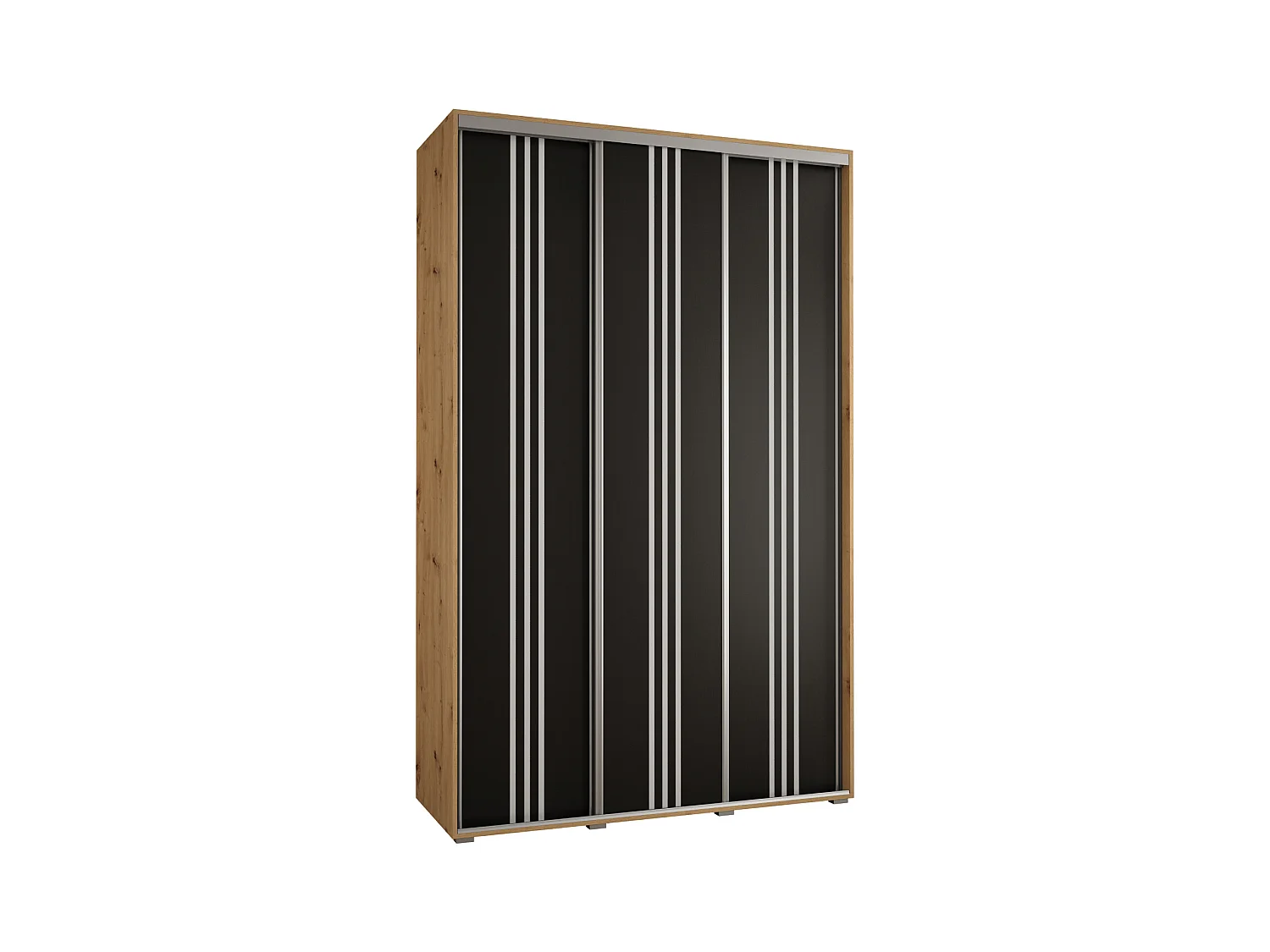 ARMOIRE DAVOS 6 À PORTES COULISSANTES 235,2/150/60 3 portes (Artisan/Noir/Argent)