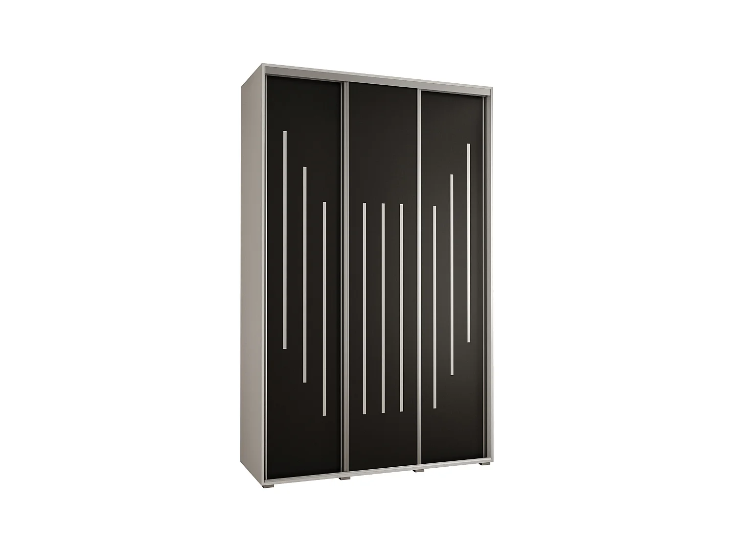 ARMOIRE DAVOS 8 À PORTES COULISSANTES 235,2/160/60 3 portes (Blanc/Noir/Argent)
