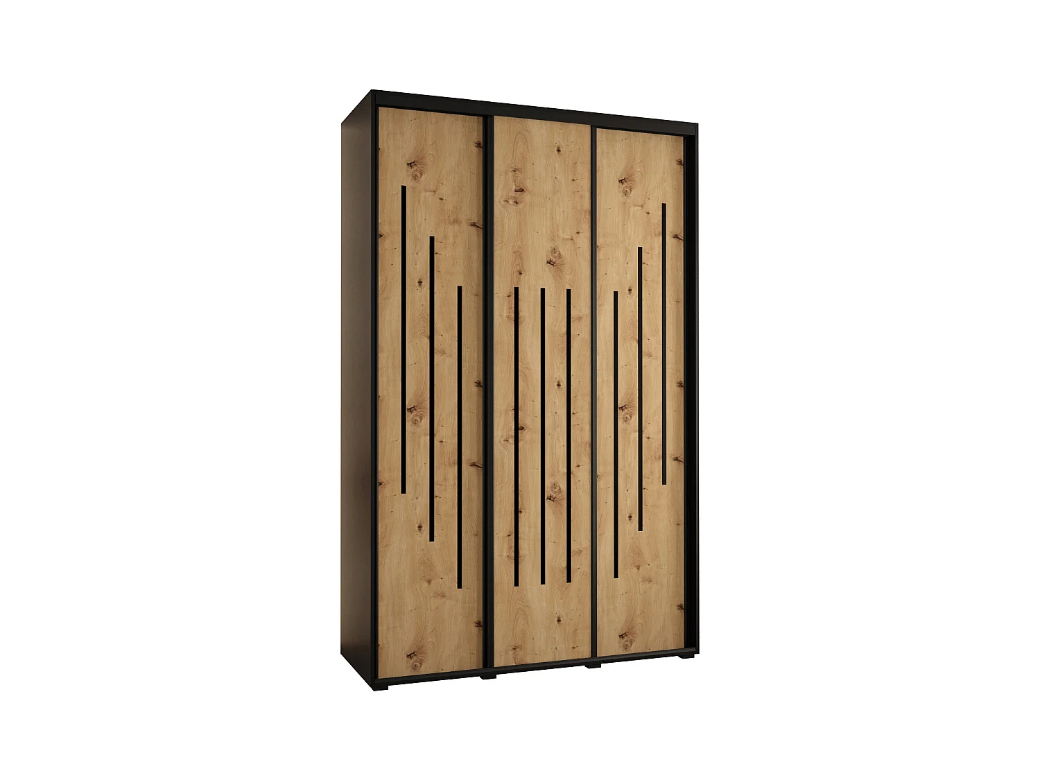 ARMOIRE DAVOS 8 À PORTES COULISSANTES 235,2/150/60 3 portes (Noir/Artisan/Noir)