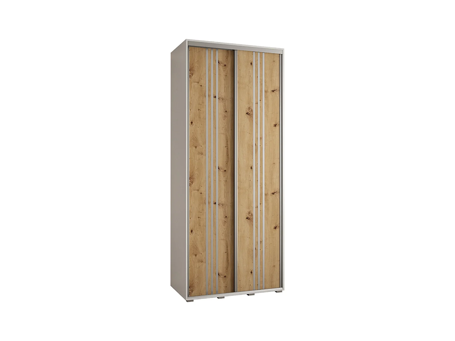 ARMOIRE DAVOS 6 À PORTES COULISSANTES 235,2/110/60 2 portes (Blanc/Artisan/Argent)