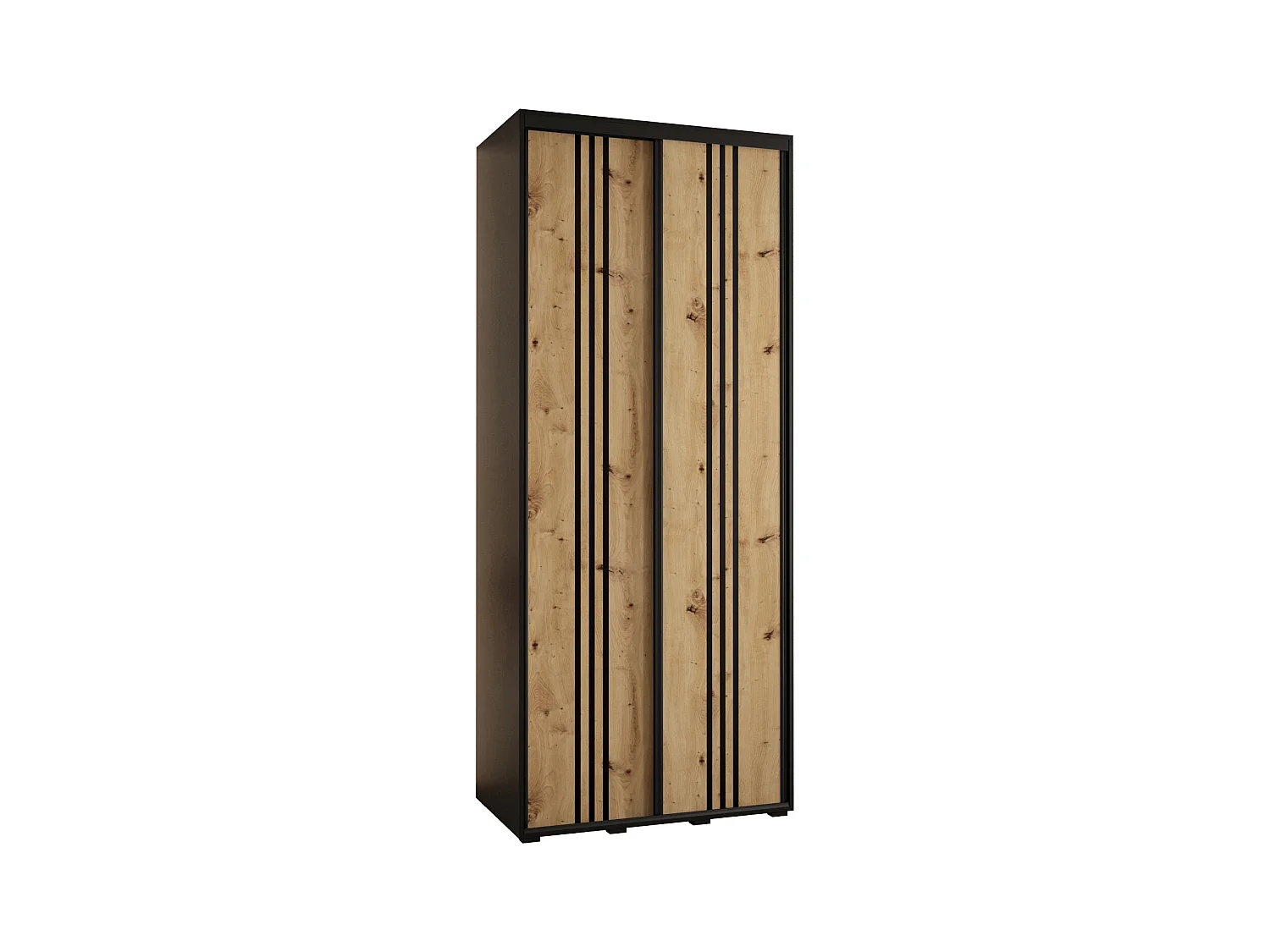 ARMOIRE DAVOS 6 À PORTES COULISSANTES 235,2/110/60 2 portes (Noir/Artisan/Noir)