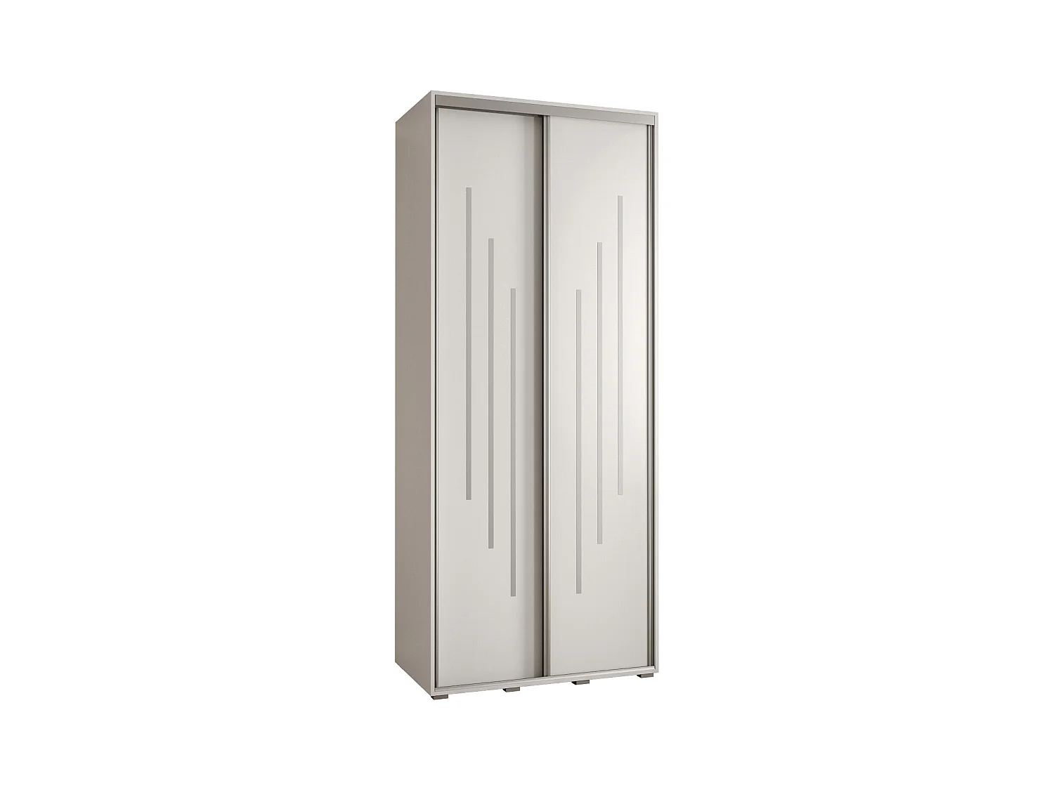 ARMOIRE DAVOS 8 À PORTES COULISSANTES 235,2/110/60 2 portes (Blanc/Blanc/Argent)