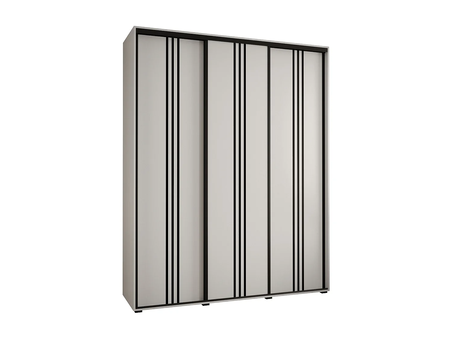 ARMADIO DAVOS 6 AD ANTE SCORREVOLI 235,2/200/45 3 porte (Bianco/Bianco/Nero)