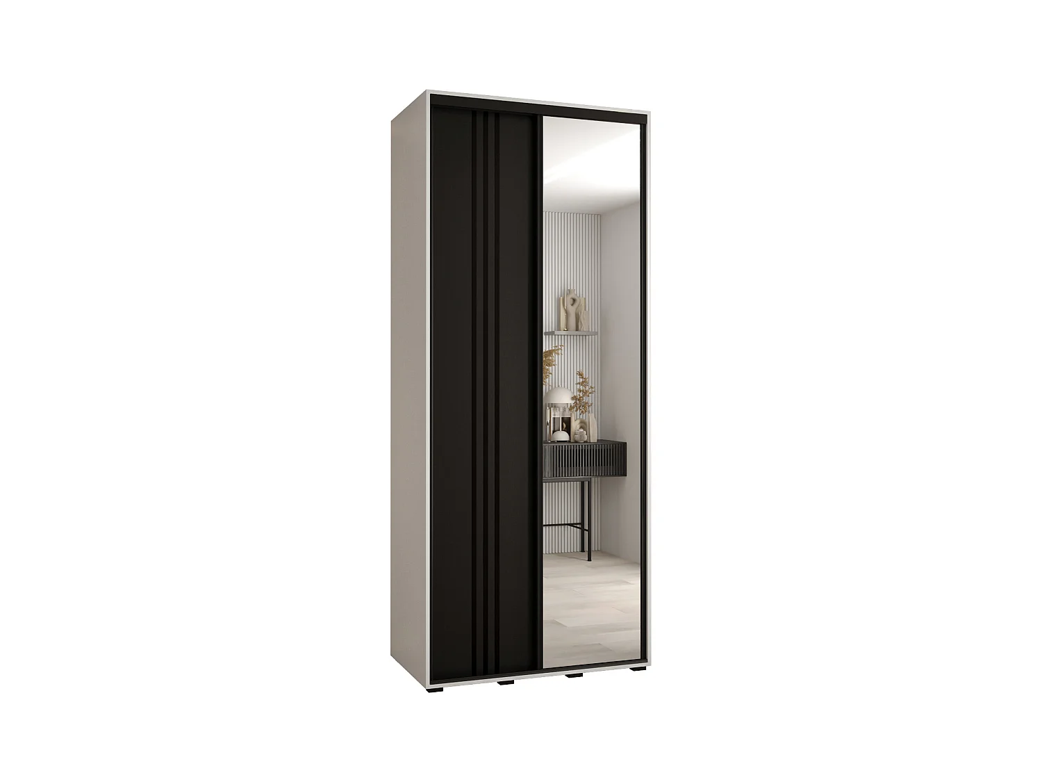 SCHWEBETÜRENSCHRANK DAVOS 7 235,2/100/45 2-türig (Weiß/Schwarz/Schwarz)