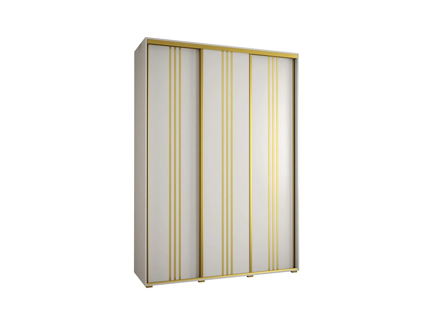ARMOIRE DAVOS 6 À PORTES COULISSANTES 235,2/180/60 3 portes (Blanc/Blanc/Or)