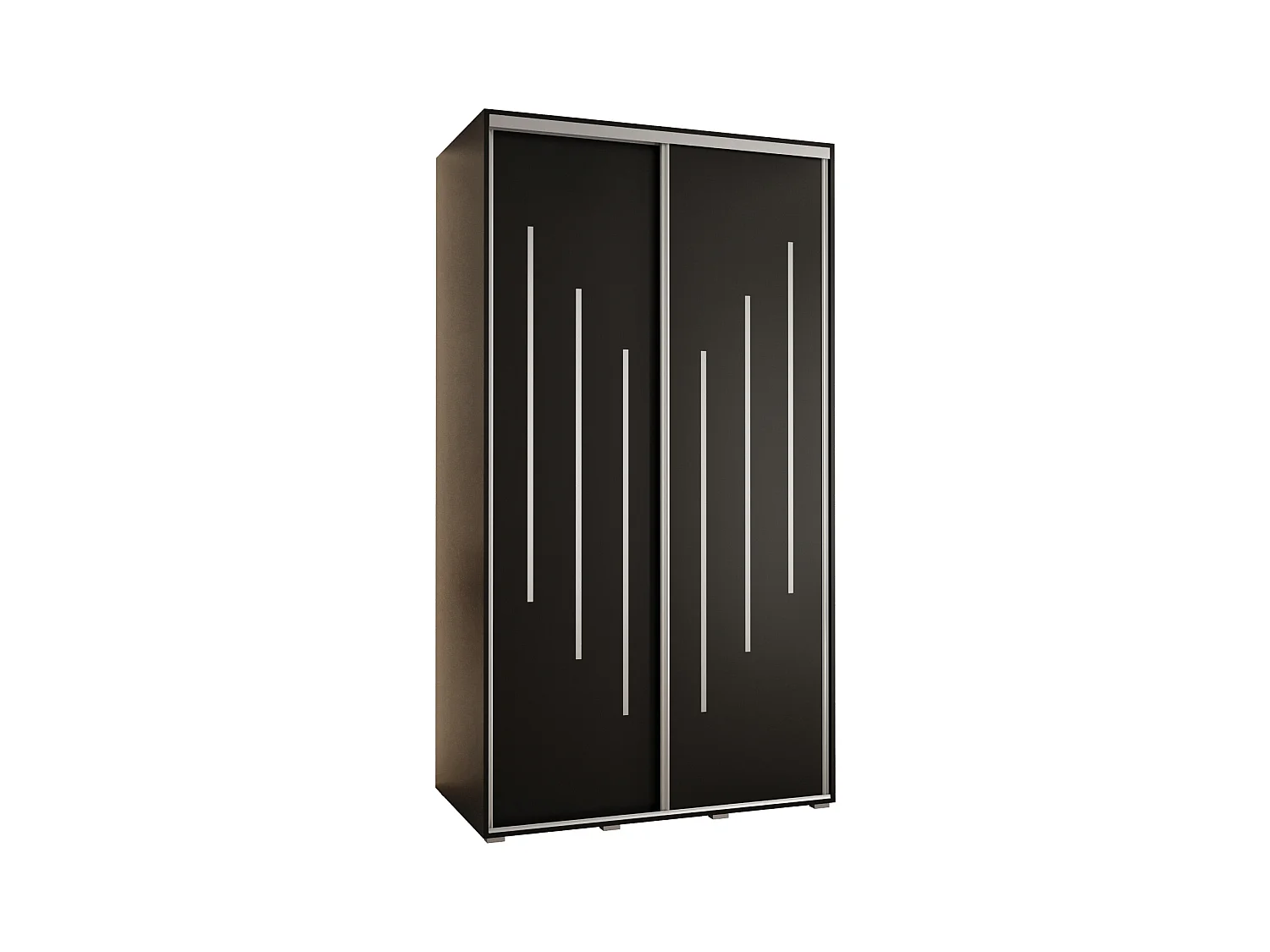 ARMOIRE DAVOS 8 À PORTES COULISSANTES 235,2/140/60 2 portes (Noir/Noir/Argent)