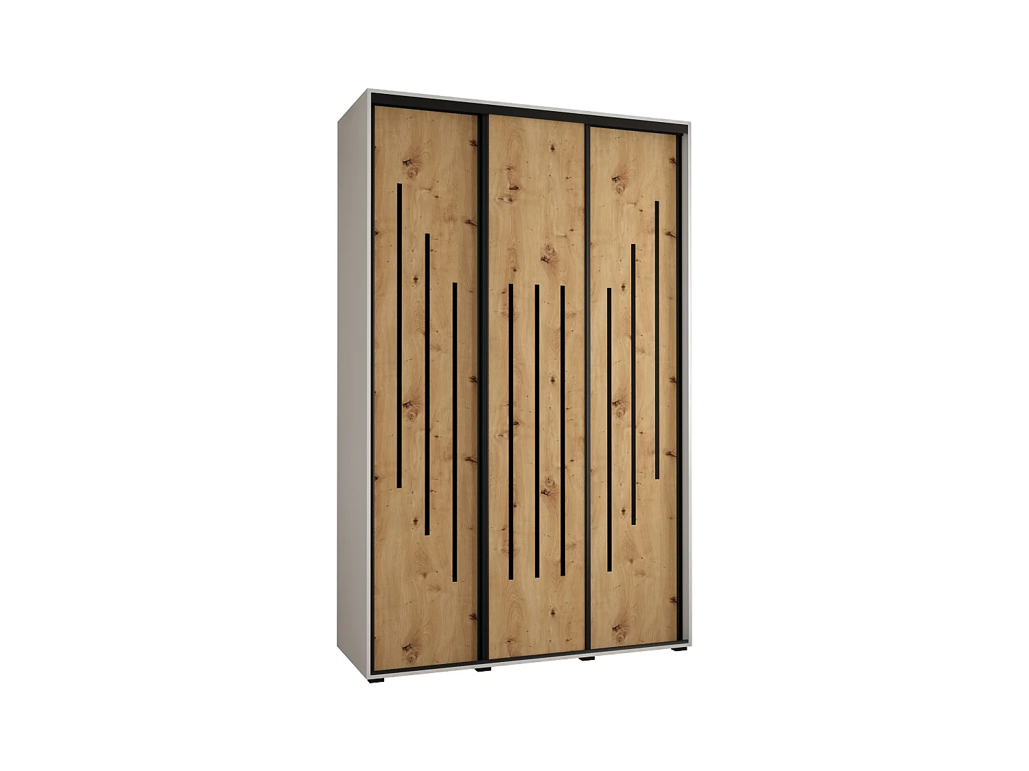 ARMOIRE DAVOS 8 À PORTES COULISSANTES 235,2/150/60 3 portes (Blanc/Artisan/Noir)