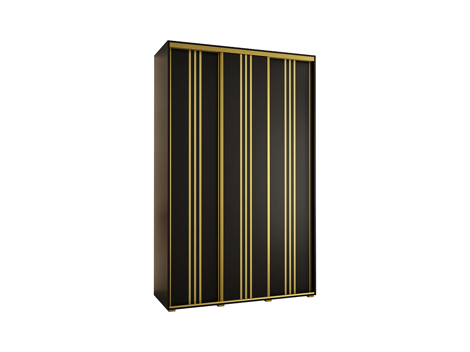 ARMOIRE DAVOS 6 À PORTES COULISSANTES 235,2/150/60 3 portes (Noir/Noir/Or)