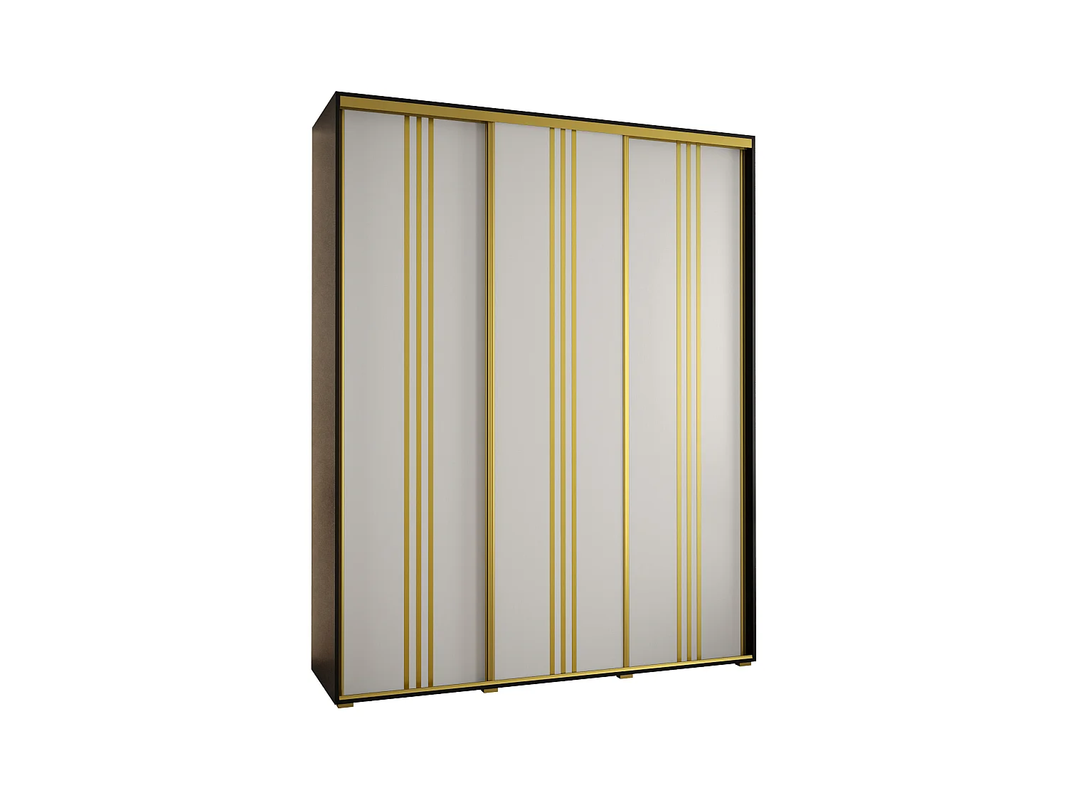 SCHWEBETÜRENSCHRANK DAVOS 6 235,2/200/45 3-türig (Schwarz/Weiß/Gold)