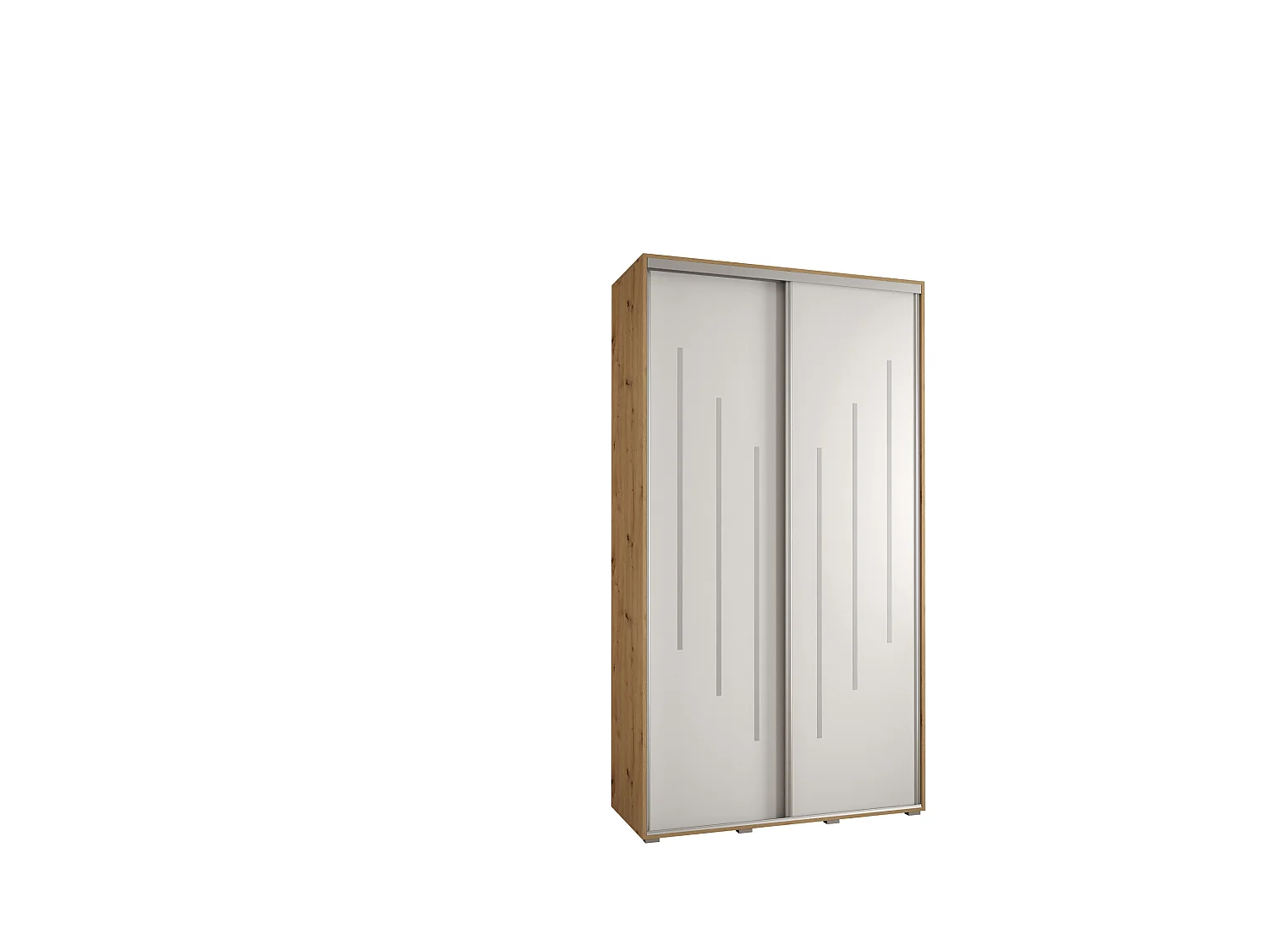 ARMOIRE DAVOS 8 À PORTES COULISSANTES 235,2/140/45 2 portes (Artisan/Blanc/Argent)