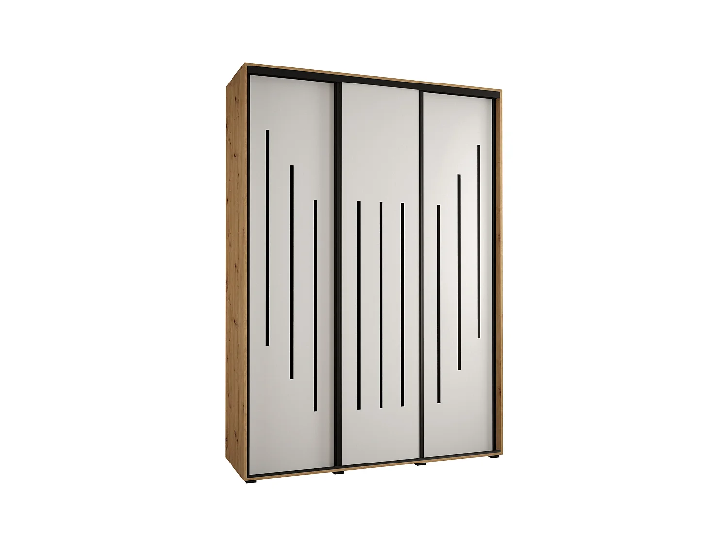 ARMOIRE DAVOS 8 À PORTES COULISSANTES 235,2/180/60 3 portes (Artisan/Blanc/Noir)