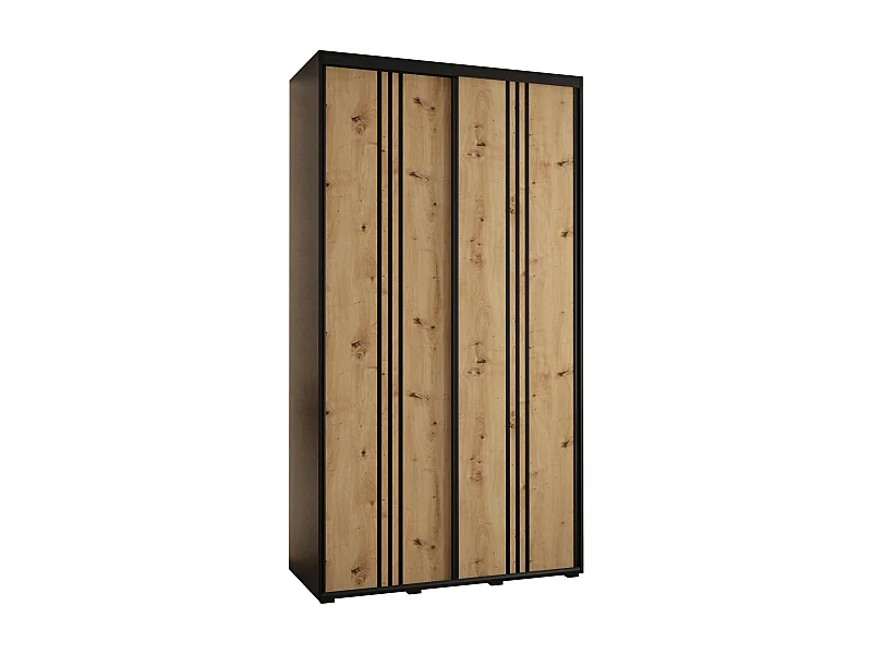 ARMOIRE DAVOS 6 À PORTES COULISSANTES 235,2/140/60 2 portes (Noir/Artisan/Noir)