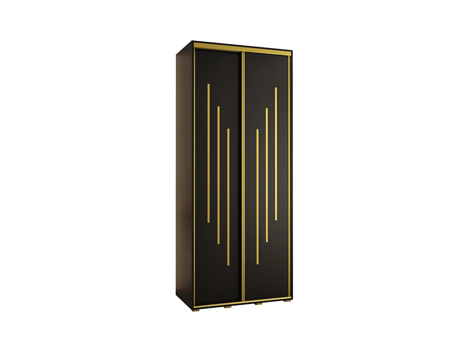 SCHWEBETÜRENSCHRANK DAVOS 8 235,2/100/45 2-türig (Schwarz/Schwarz/Gold)