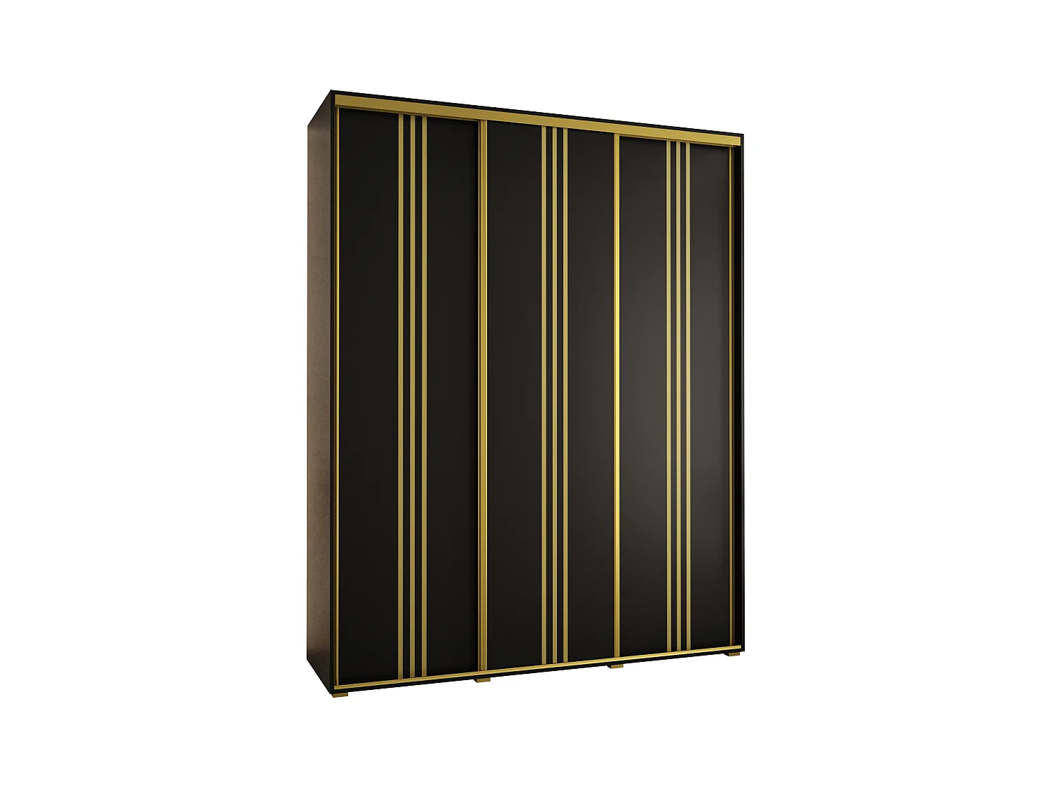 SCHWEBETÜRENSCHRANK DAVOS 6 235,2/190/45 3-türig (Schwarz/Schwarz/Gold)