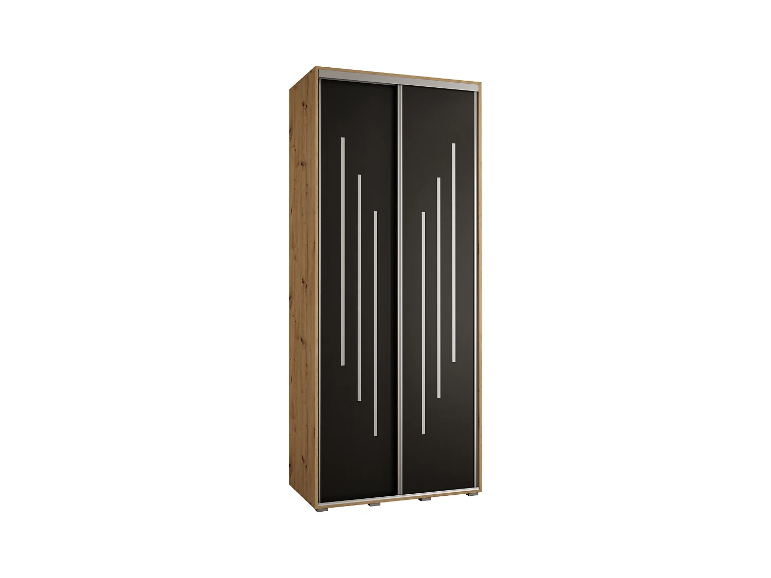ARMOIRE DAVOS 8 À PORTES COULISSANTES 235,2/110/60 2 portes (Artisan/Noir/Argent)