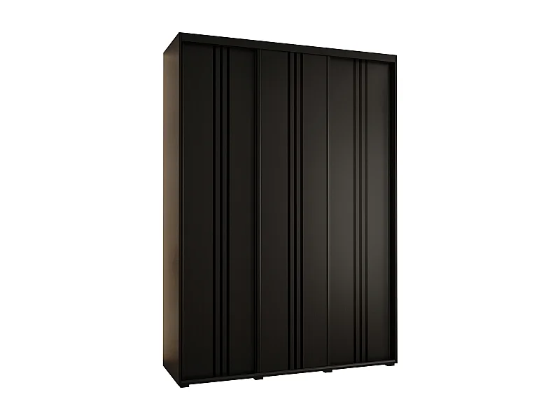 ARMADIO DAVOS 6 AD ANTE SCORREVOLI 235,2/180/60 3 porte (Nero/Nero/Nero)