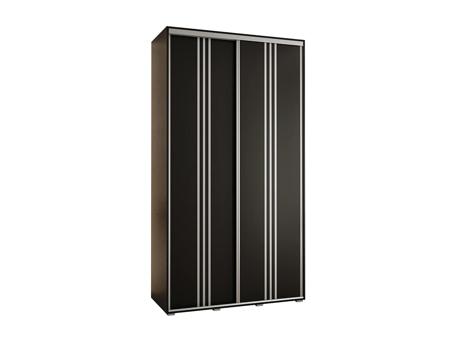 DAVOS 6 KLEDINGKAST MET SCHUIFDEUREN 235,2/140/45 2 deuren (Zwart/Zwart/Zilver)