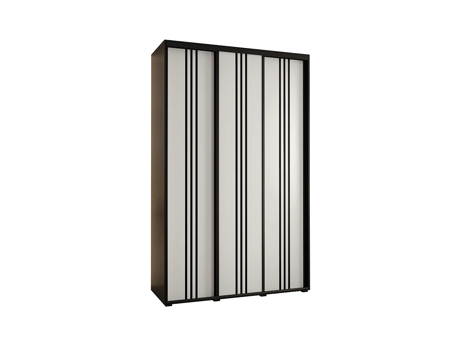 ARMOIRE DAVOS 6 À PORTES COULISSANTES 235,2/150/60 3 portes (Noir/Blanc/Noir)