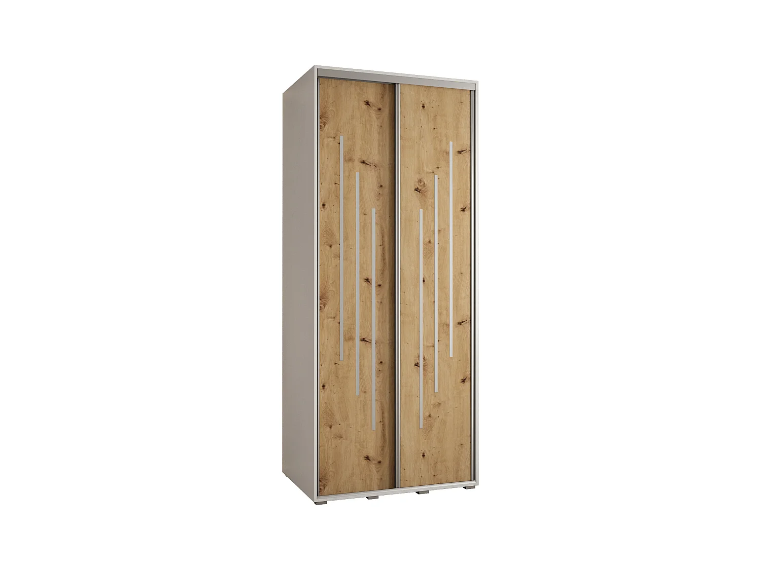 ARMOIRE DAVOS 8 À PORTES COULISSANTES 235,2/110/60 2 portes (Blanc/Artisan/Argent)