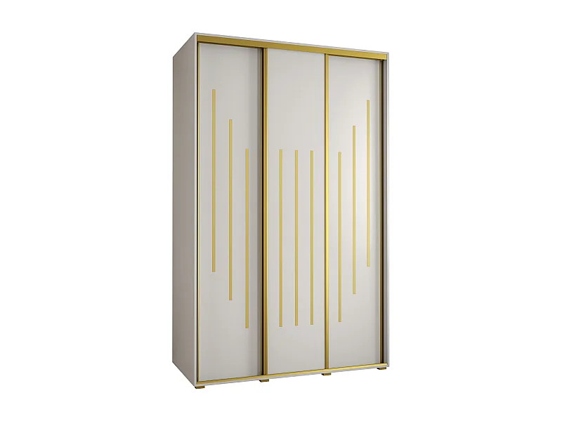 ARMOIRE DAVOS 8 À PORTES COULISSANTES 235,2/150/45 3 portes (Blanc/Blanc/Or)