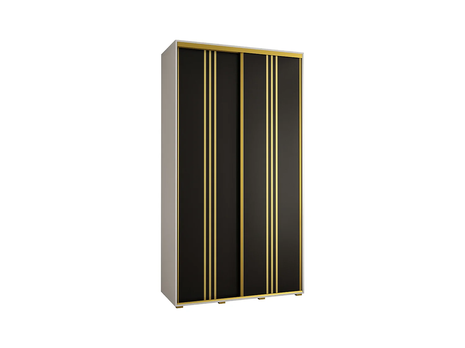 ARMOIRE DAVOS 6 À PORTES COULISSANTES 235,2/140/60 2 portes (Blanc/Noir/Or)