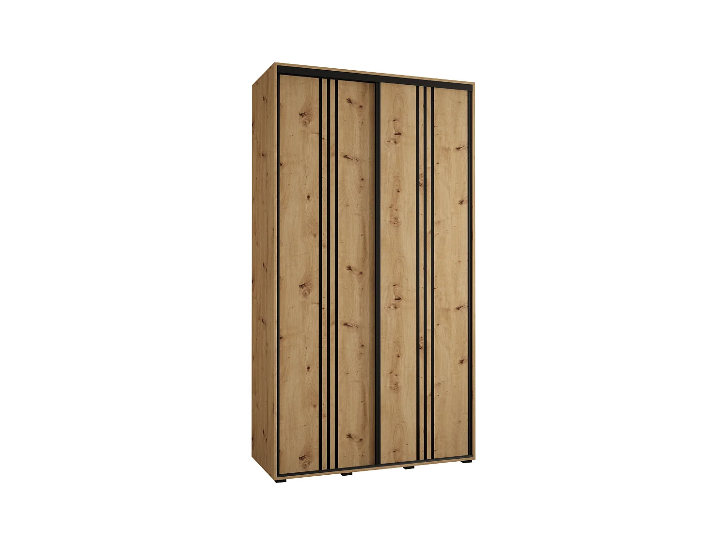 SCHWEBETÜRENSCHRANK DAVOS 5 235,2/140/45 2-türig (Artisan/Artisan/Schwarz)