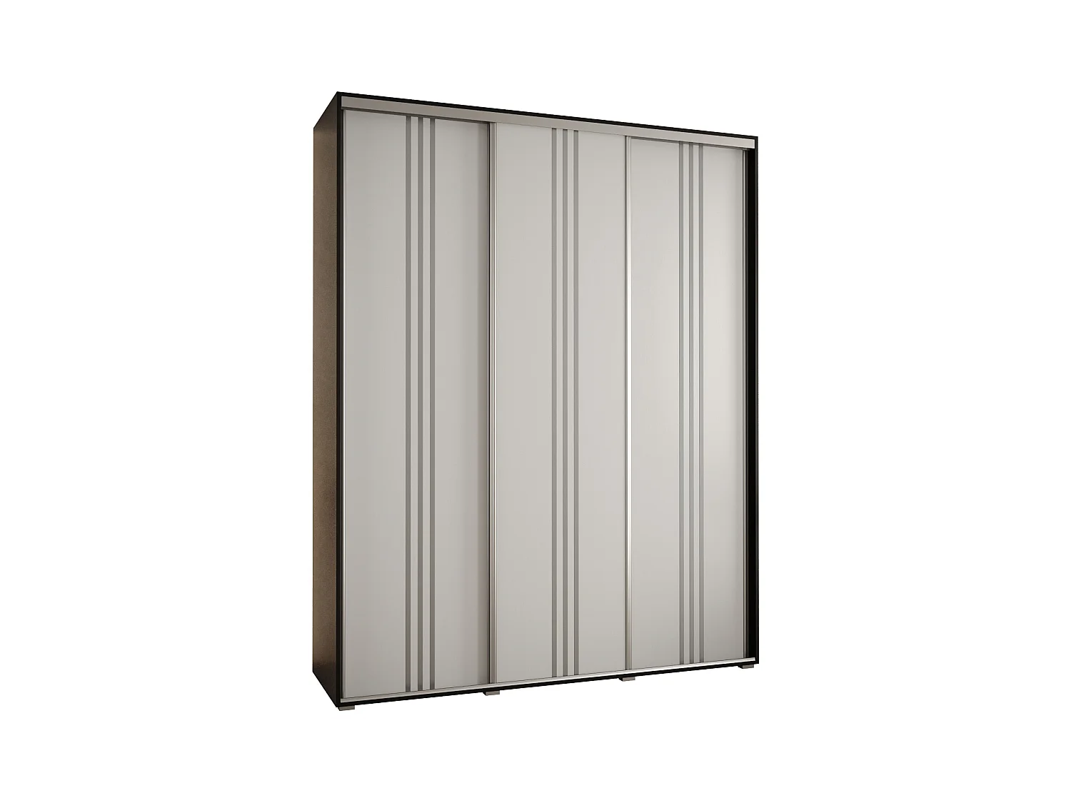 ARMOIRE DAVOS 6 À PORTES COULISSANTES 235,2/200/60 3 portes (Noir/Blanc/Argent)