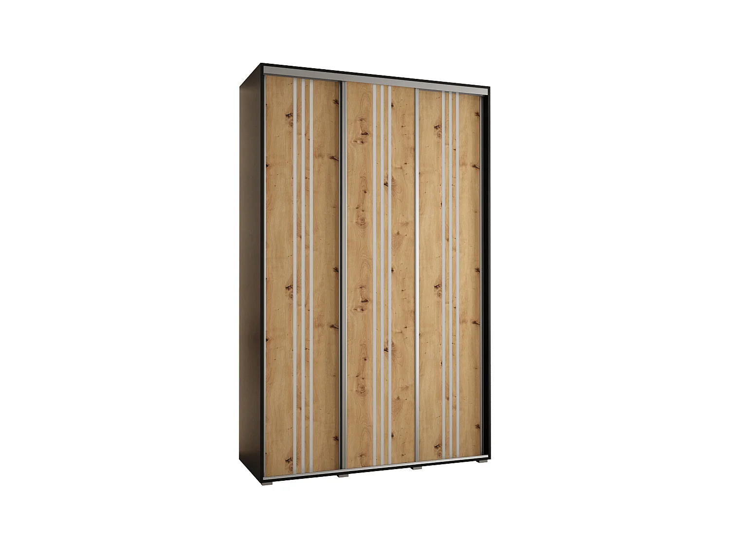 ARMOIRE DAVOS 6 À PORTES COULISSANTES 235,2/150/45 3 portes (Noir/Artisan/Argent)