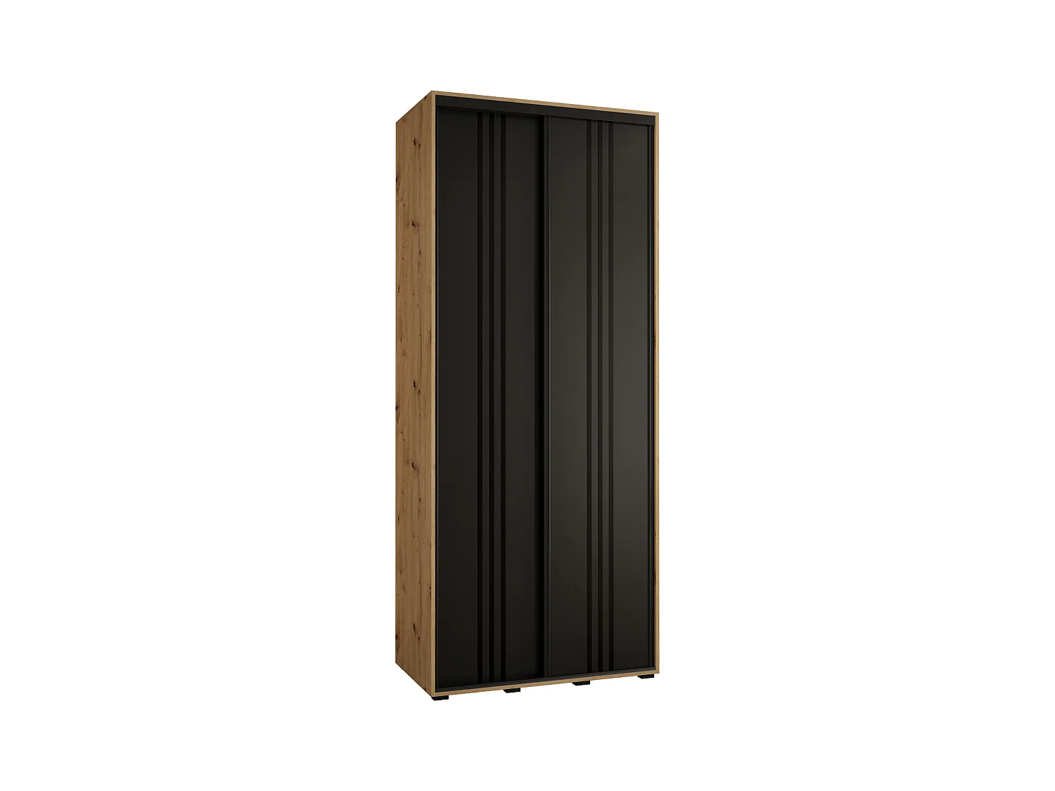 SCHWEBETÜRENSCHRANK DAVOS 6 235,2/100/45 2-türig (Artisan/Schwarz/Schwarz)