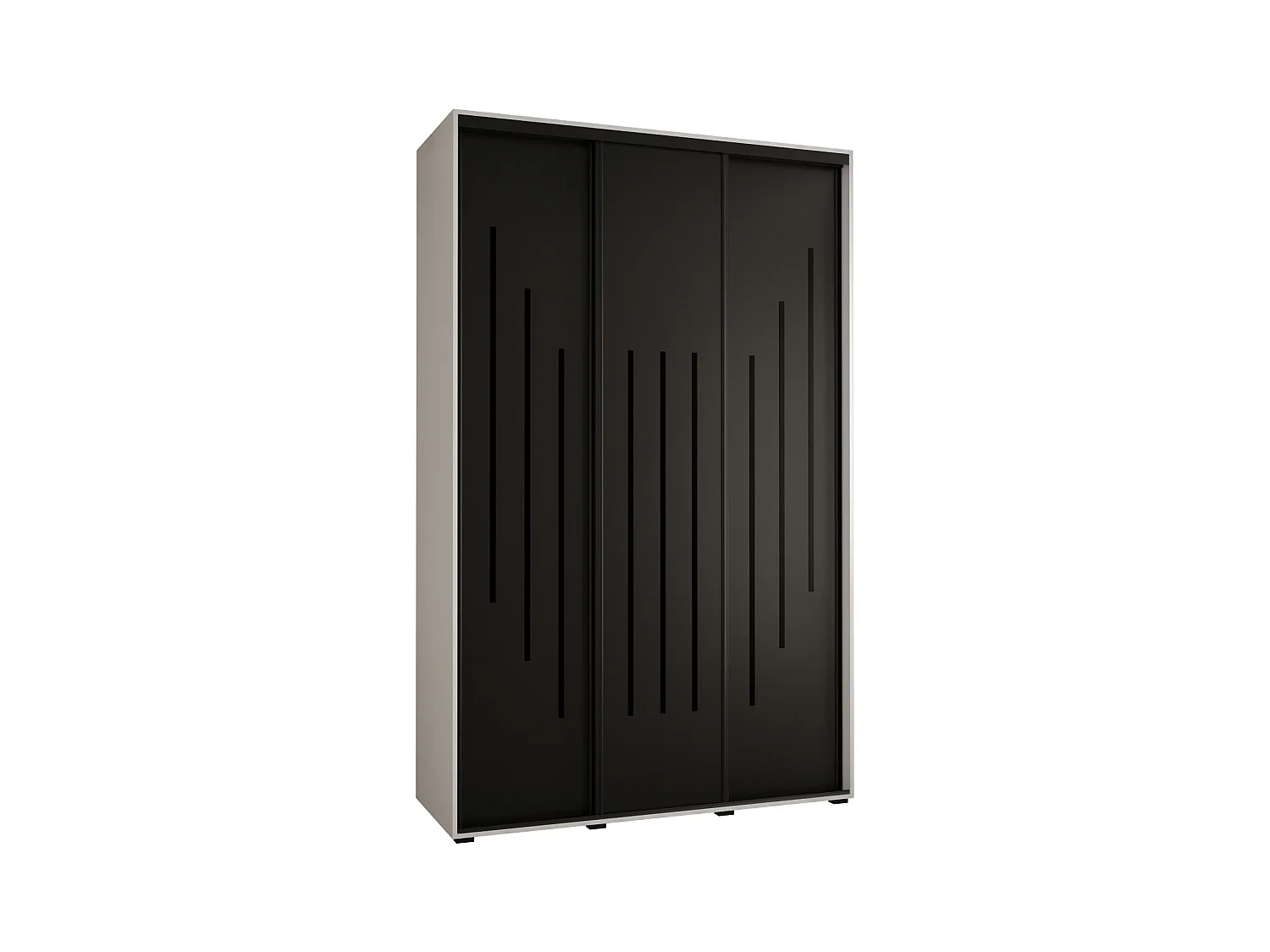 SCHWEBETÜRENSCHRANK DAVOS 8 235,2/150/45 3-türig (Weiß/Schwarz/Schwarz)