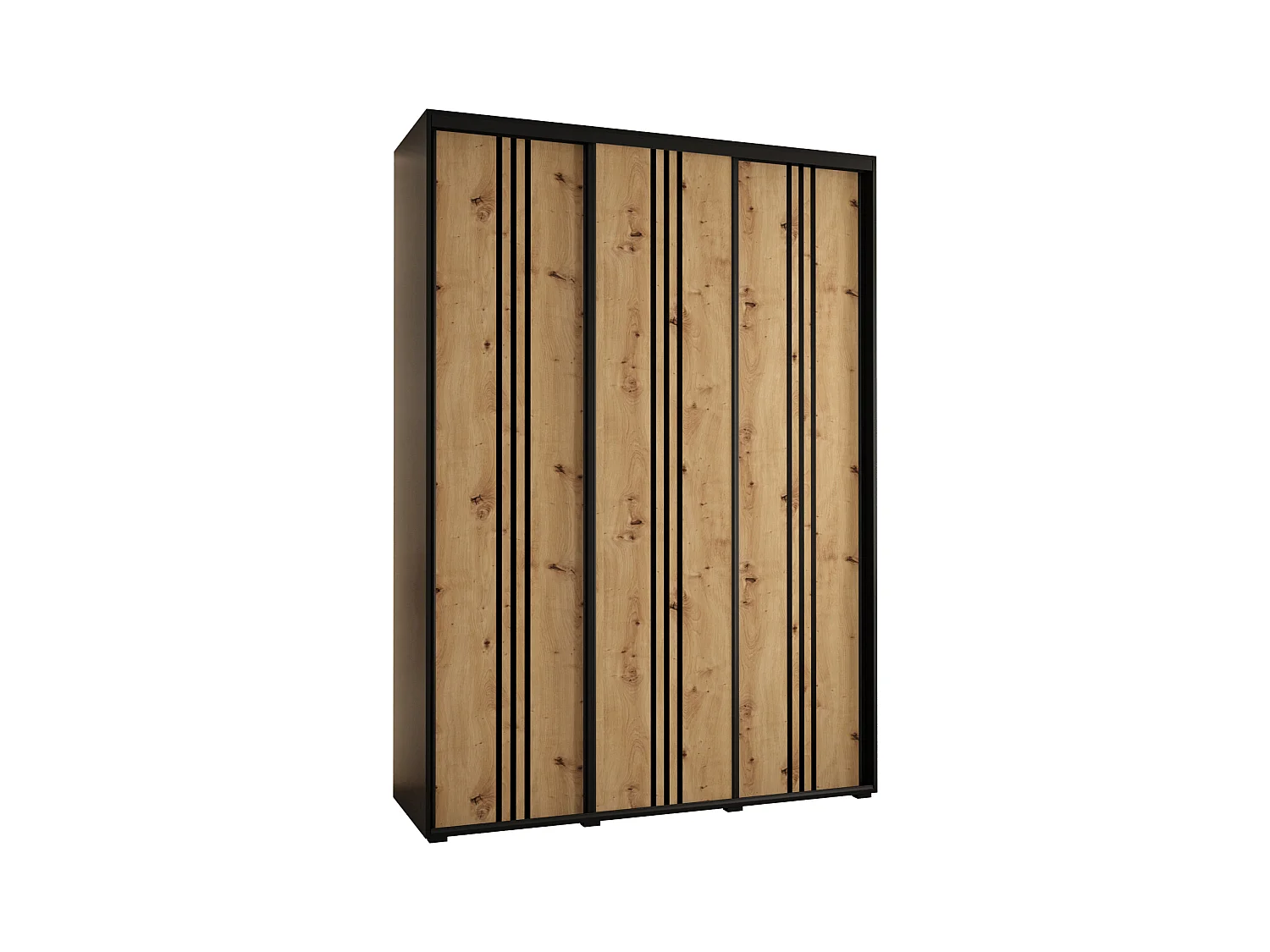 ARMOIRE DAVOS 6 À PORTES COULISSANTES 235,2/180/60 3 portes (Noir/Artisan/Noir)