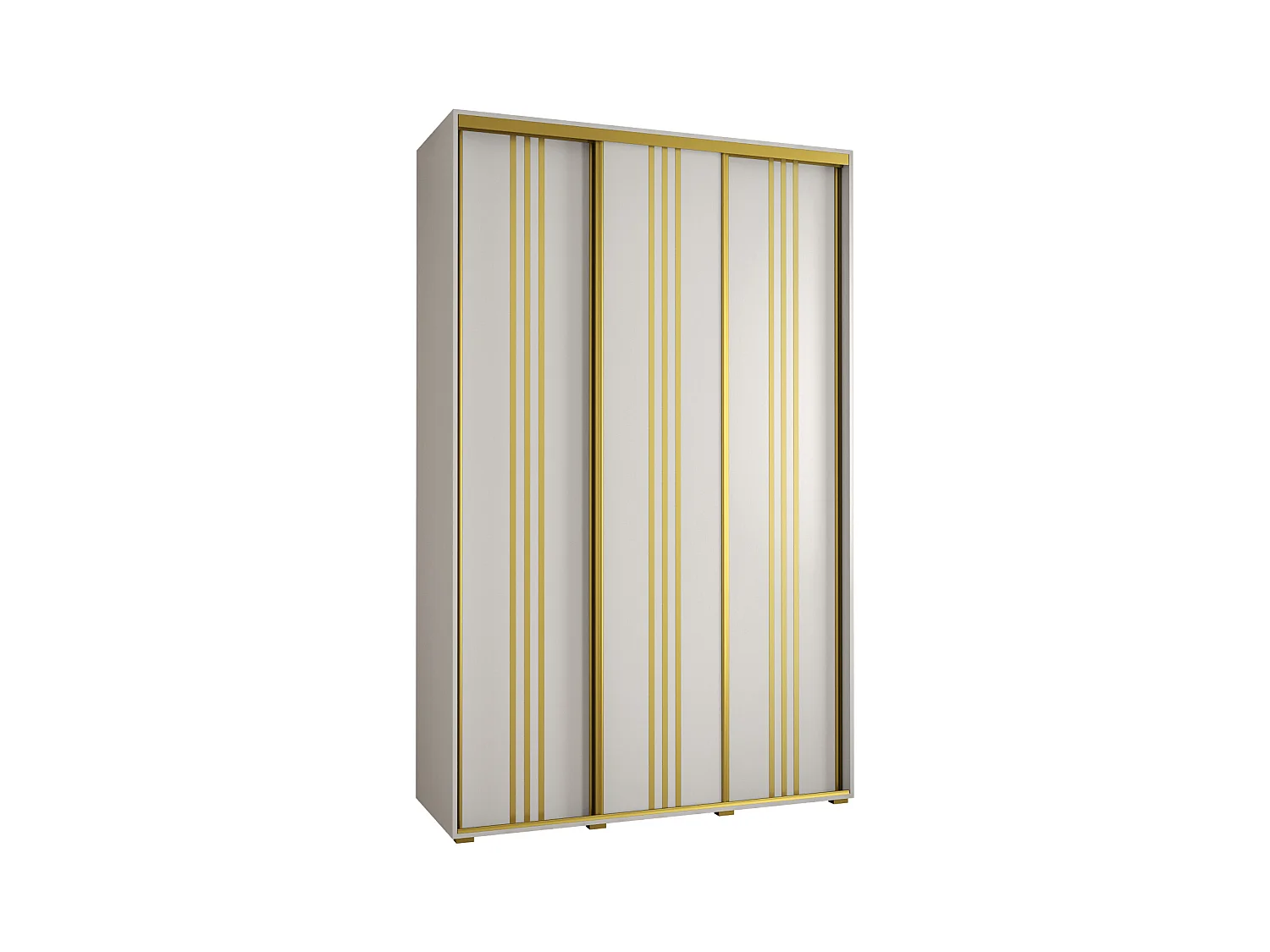 ARMOIRE DAVOS 6 À PORTES COULISSANTES 235,2/150/60 3 portes (Blanc/Blanc/Or)