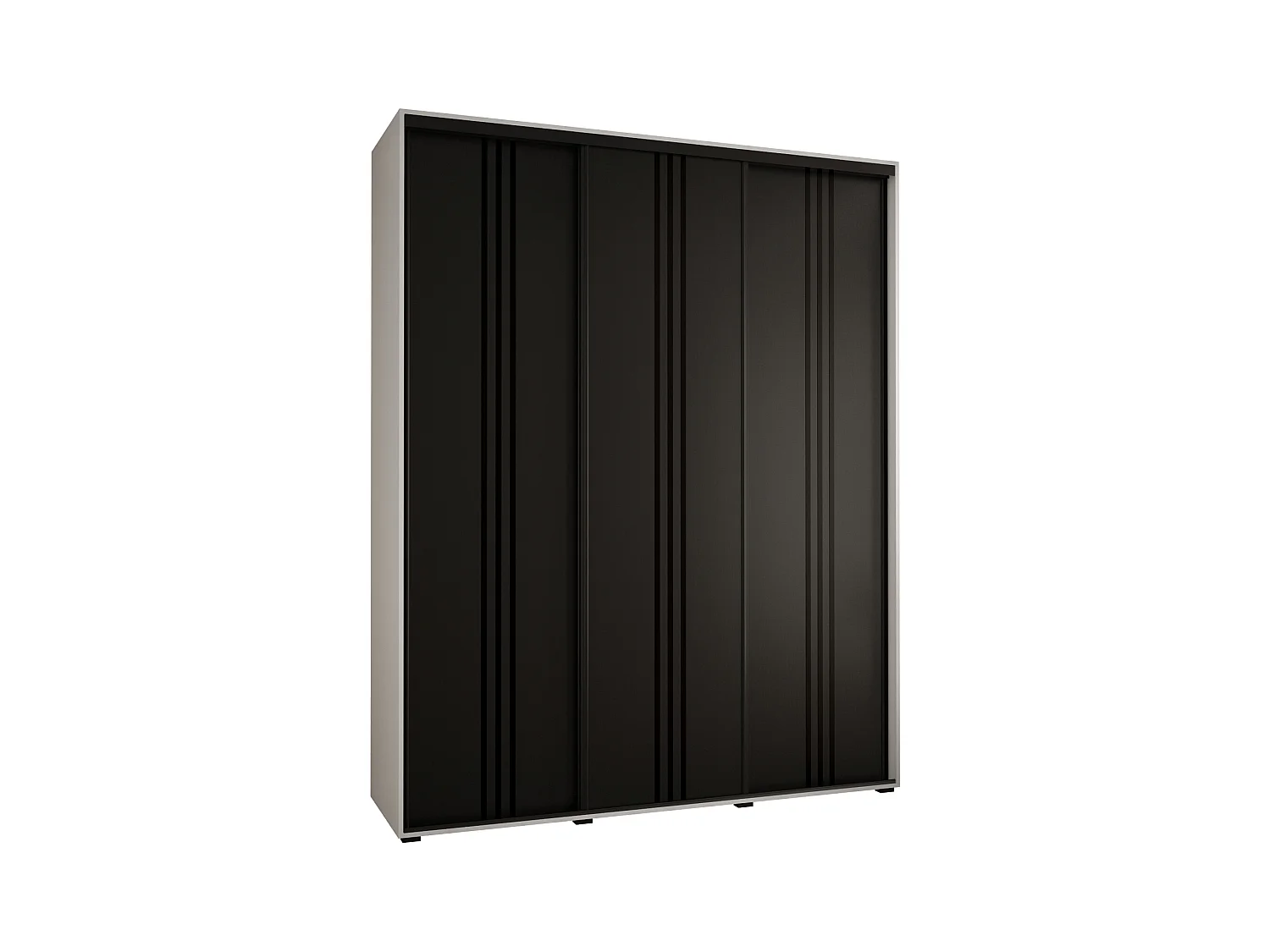 ARMOIRE DAVOS 6 À PORTES COULISSANTES 235,2/190/60 3 portes (Blanc/Noir/Noir)
