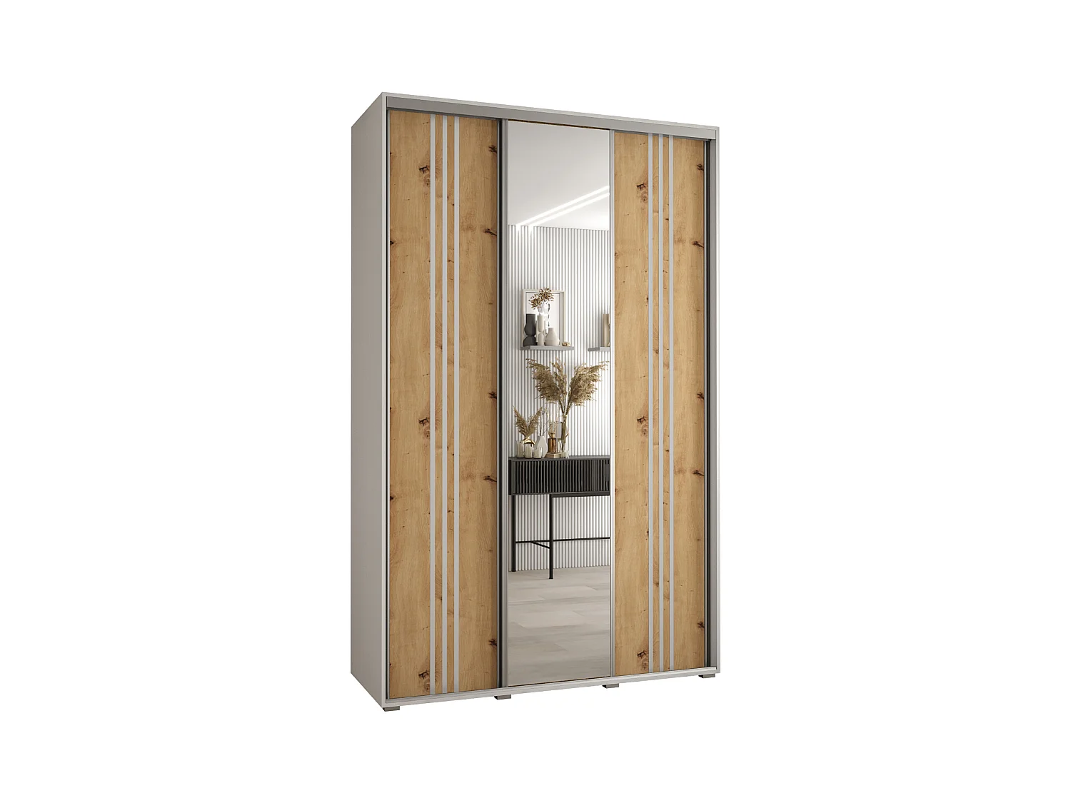ARMOIRE DAVOS 7 À PORTES COULISSANTES 235,2/150/60 3 portes (Noir/Artisan/Noir)