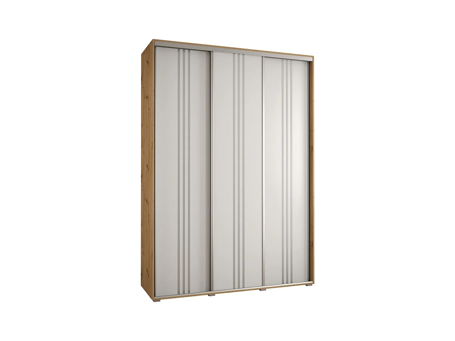 ARMOIRE DAVOS 6 À PORTES COULISSANTES 235,2/180/60 3 portes (Artisan/Blanc/Argent)