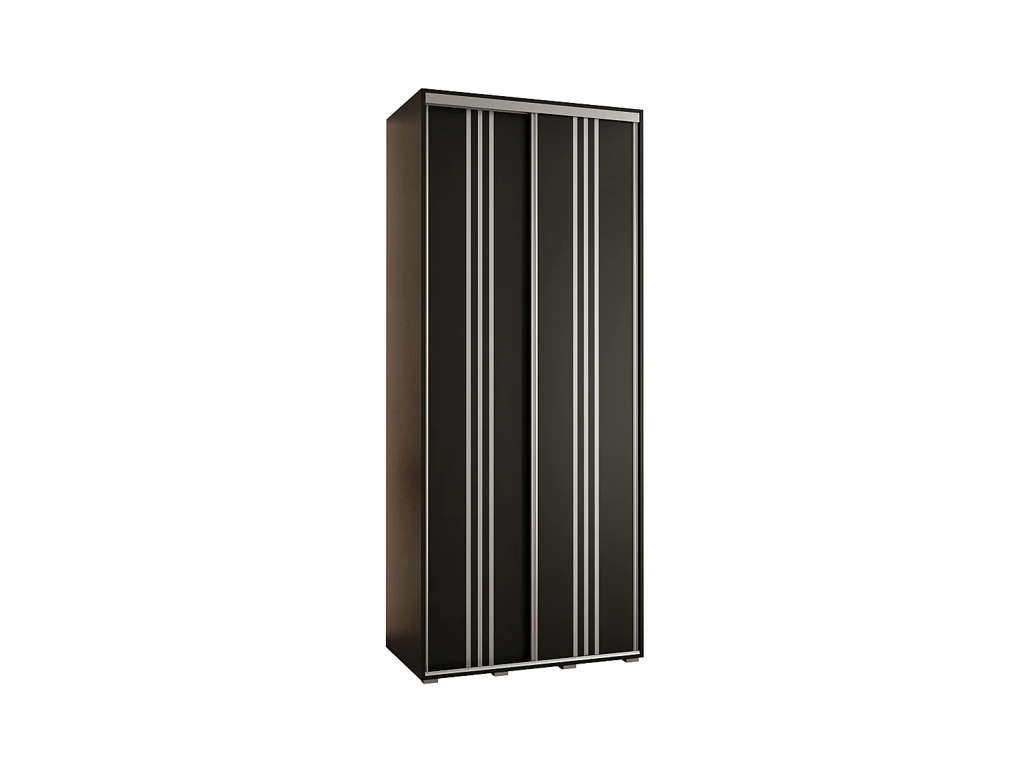 SCHWEBETÜRENSCHRANK DAVOS 6 235,2/100/45 2-türig (Schwarz/Schwarz/Silber)