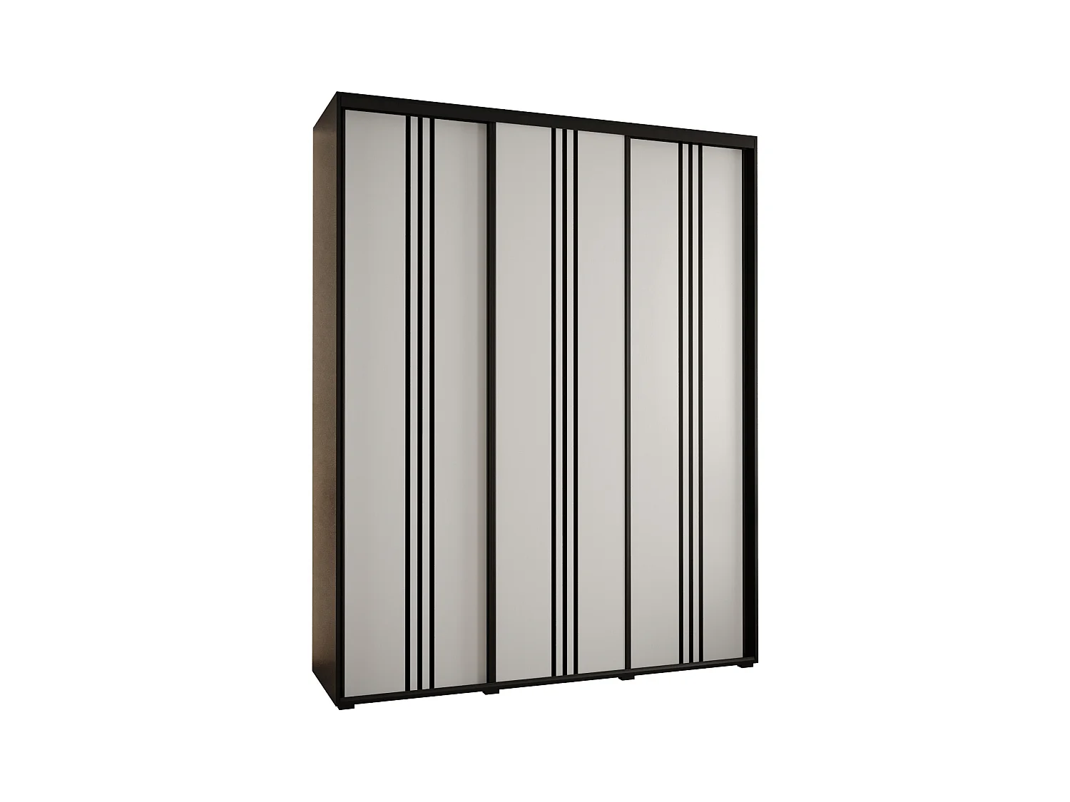 ARMOIRE DAVOS 6 À PORTES COULISSANTES 235,2/200/60 3 portes (Noir/Blanc/Noir)