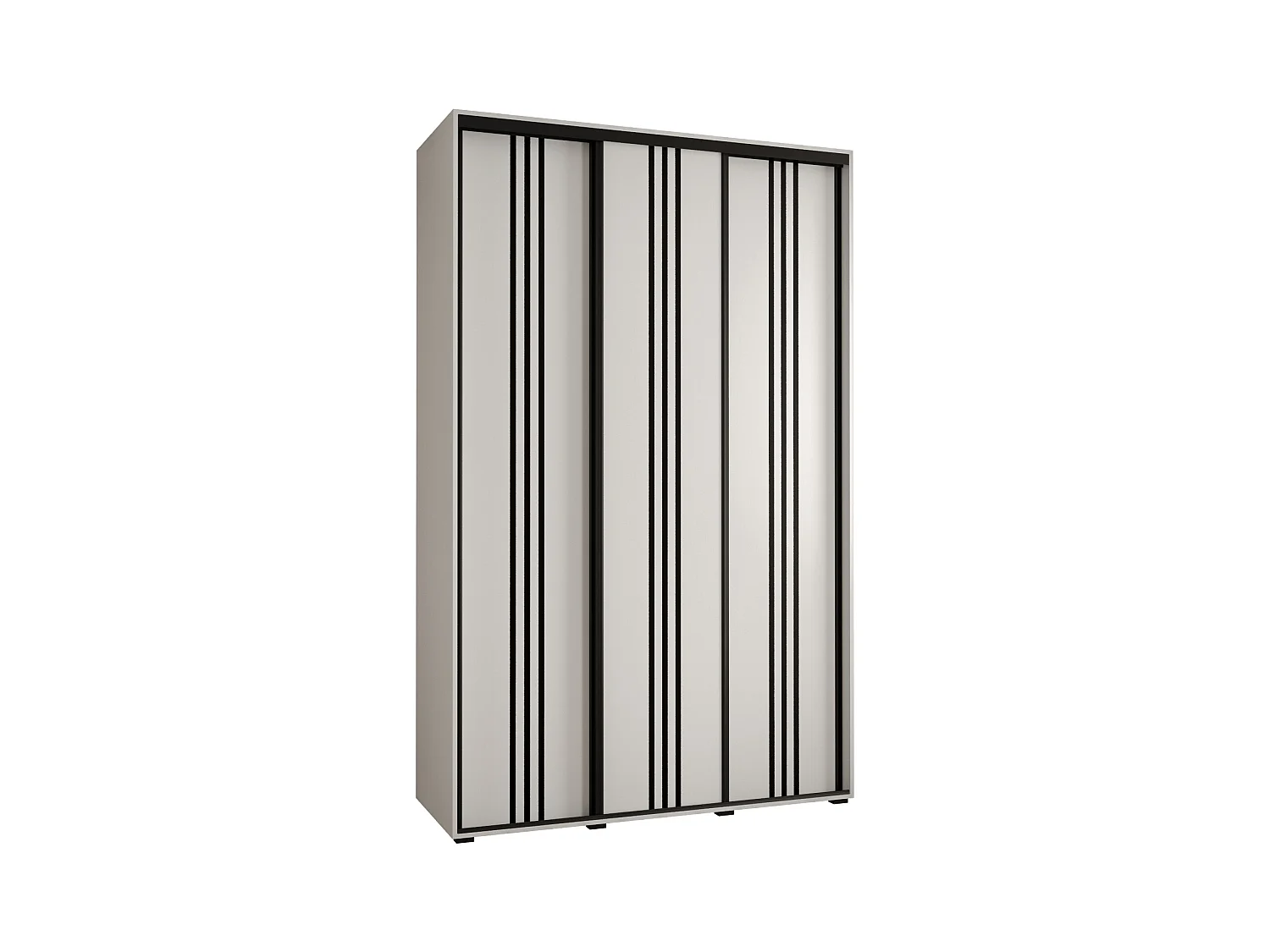 ARMOIRE DAVOS 6 À PORTES COULISSANTES 235,2/160/60 3 portes (Blanc/Blanc/Noir)