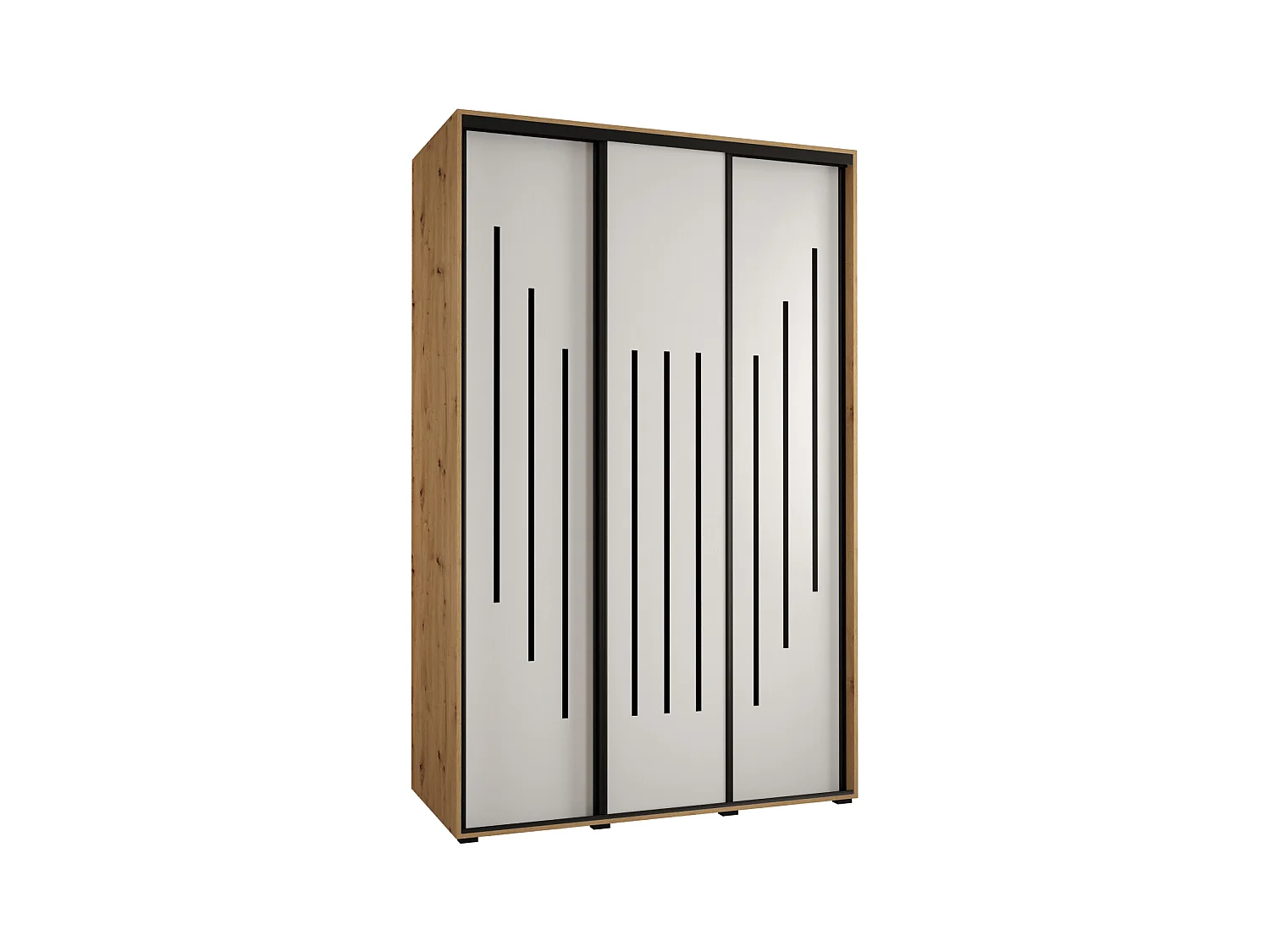 ARMOIRE DAVOS 8 À PORTES COULISSANTES 235,2/160/45 3 portes (Artisan/Blanc/Noir)