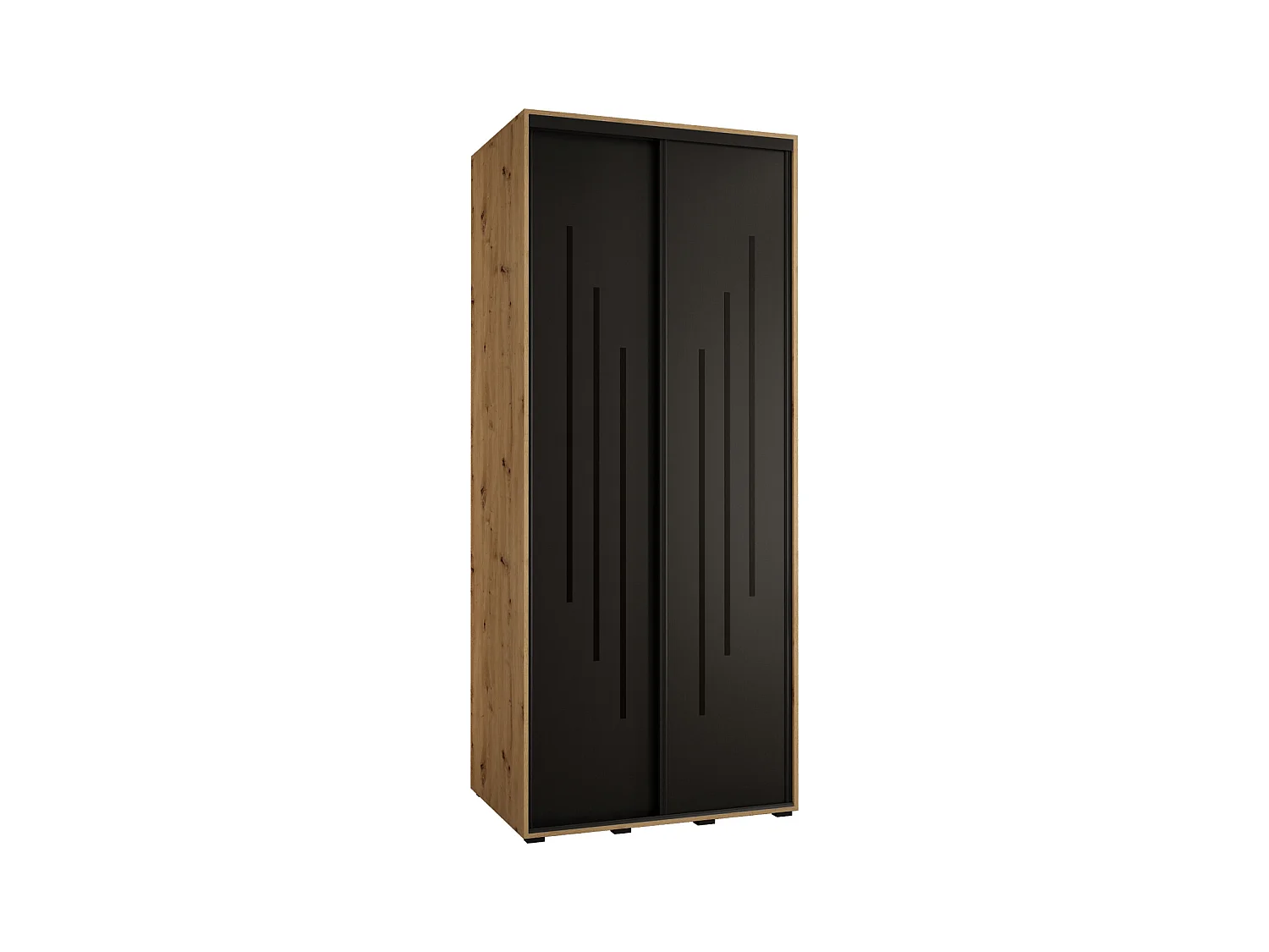 ARMOIRE DAVOS 8 À PORTES COULISSANTES 235,2/110/45 2 portes (Artisan/Noir/Noir)