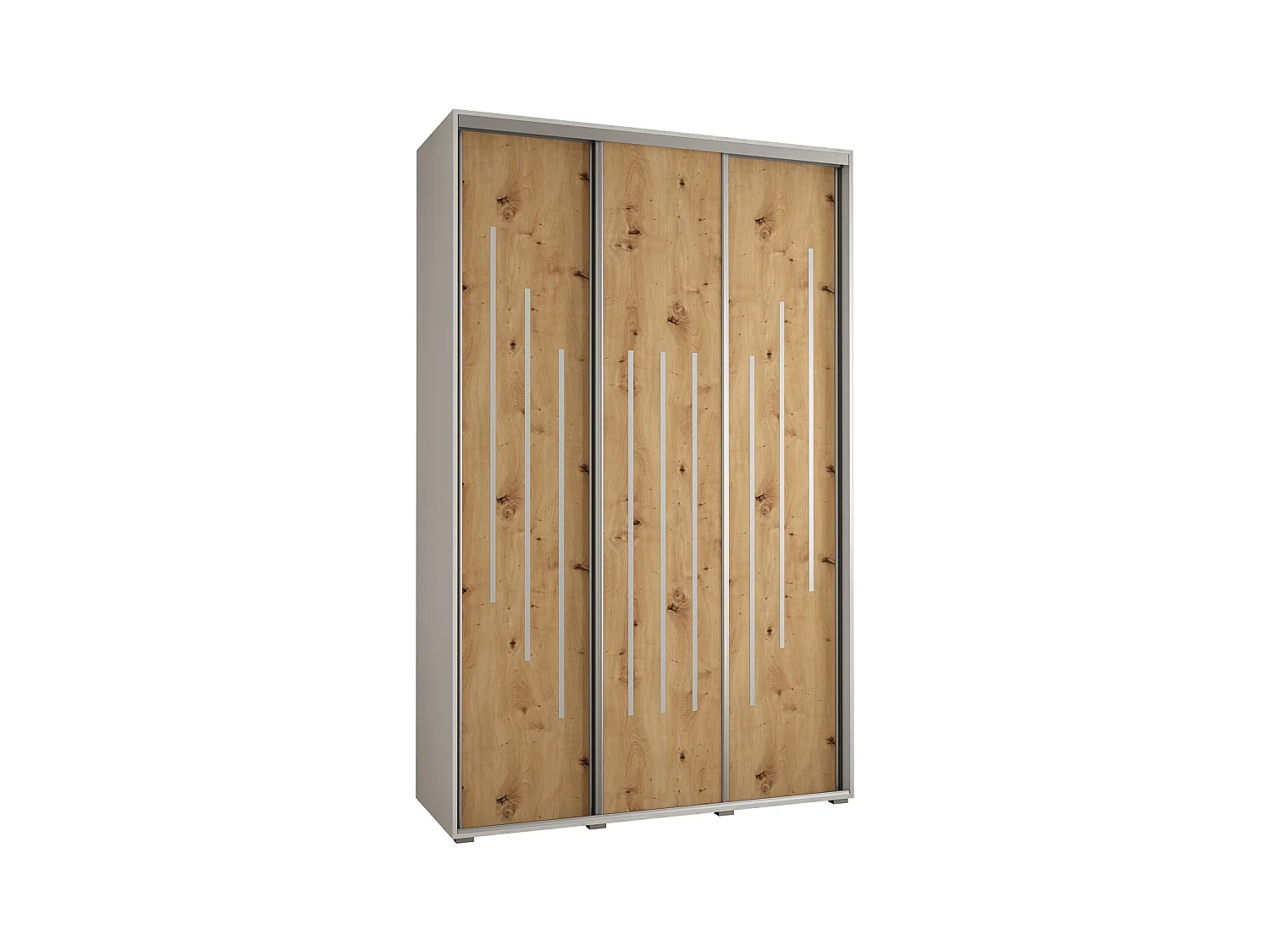 ARMOIRE DAVOS 8 À PORTES COULISSANTES 235,2/150/60 3 portes (Blanc/Artisan/Argent)