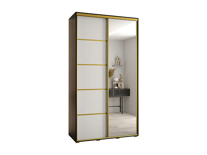 ARMARIO DAVOS 5 DE PUERTAS CORREDERAS 235,2/130/45 2 puertas (Negro/Blanco/Oro)