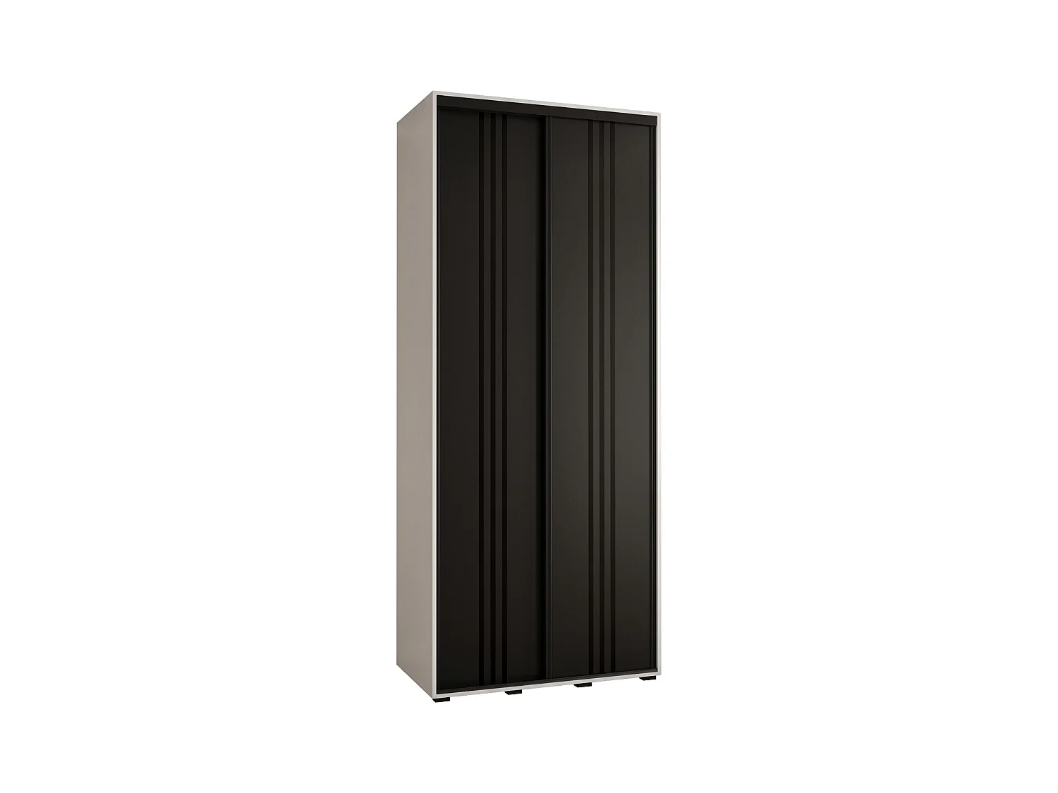 ARMOIRE DAVOS 6 À PORTES COULISSANTES 235,2/120/60 2 portes (Blanc/Noir/Noir)