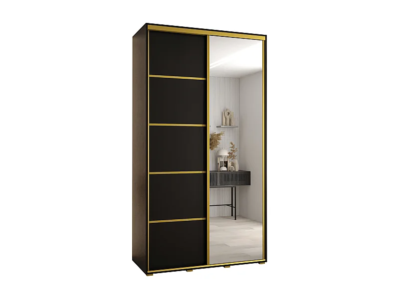 ARMARIO DAVOS 5 DE PUERTAS CORREDERAS 235,2/140/60 2 puertas (Negro/Negro/Oro)