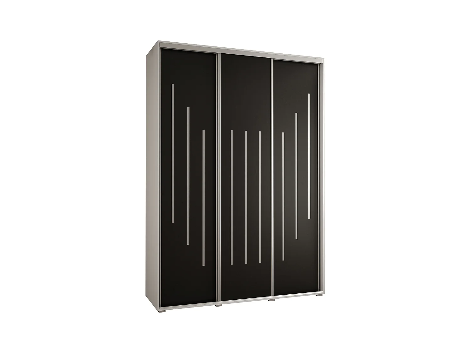 ARMOIRE DAVOS 8 À PORTES COULISSANTES 235,2/180/60 3 portes (Blanc/Noir/Argent)