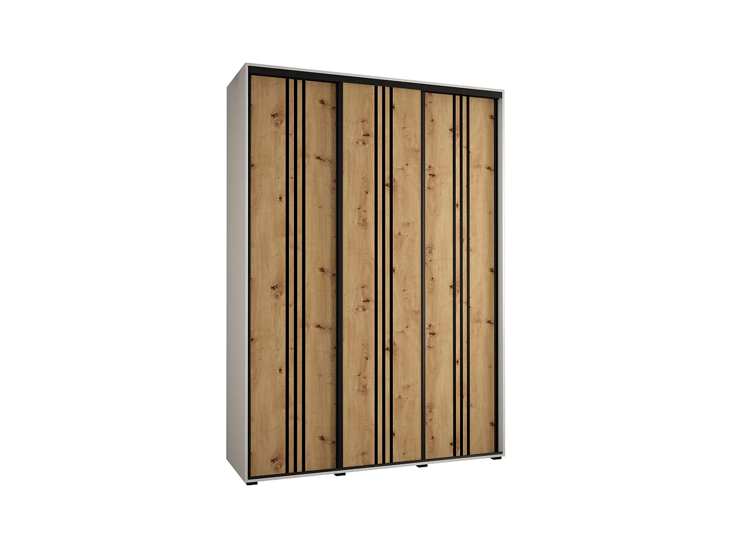 ARMOIRE DAVOS 6 À PORTES COULISSANTES 235,2/180/60 3 portes (Blanc/Artisan/Noir)