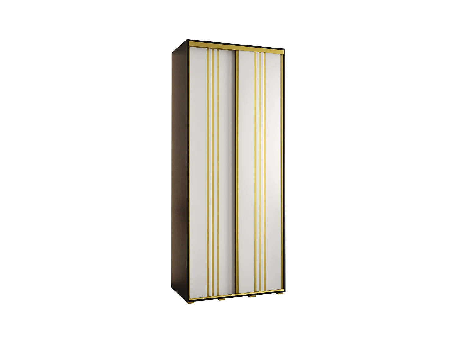 SCHWEBETÜRENSCHRANK DAVOS 6 235,2/100/45 2-türig (Schwarz/Weiß/Gold)