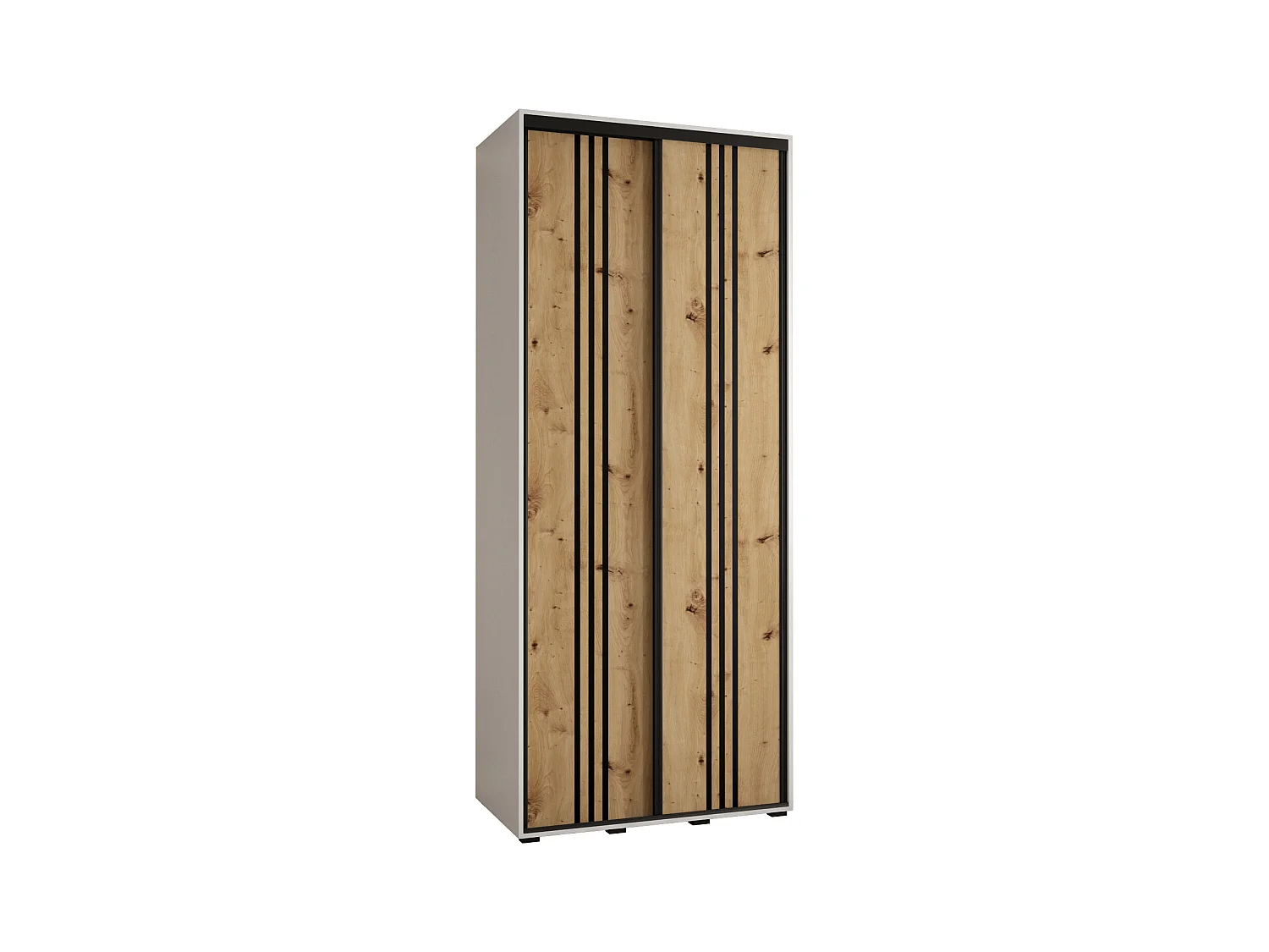 ARMOIRE DAVOS 6 À PORTES COULISSANTES 235,2/110/60 2 portes (Blanc/Artisan/Noir)
