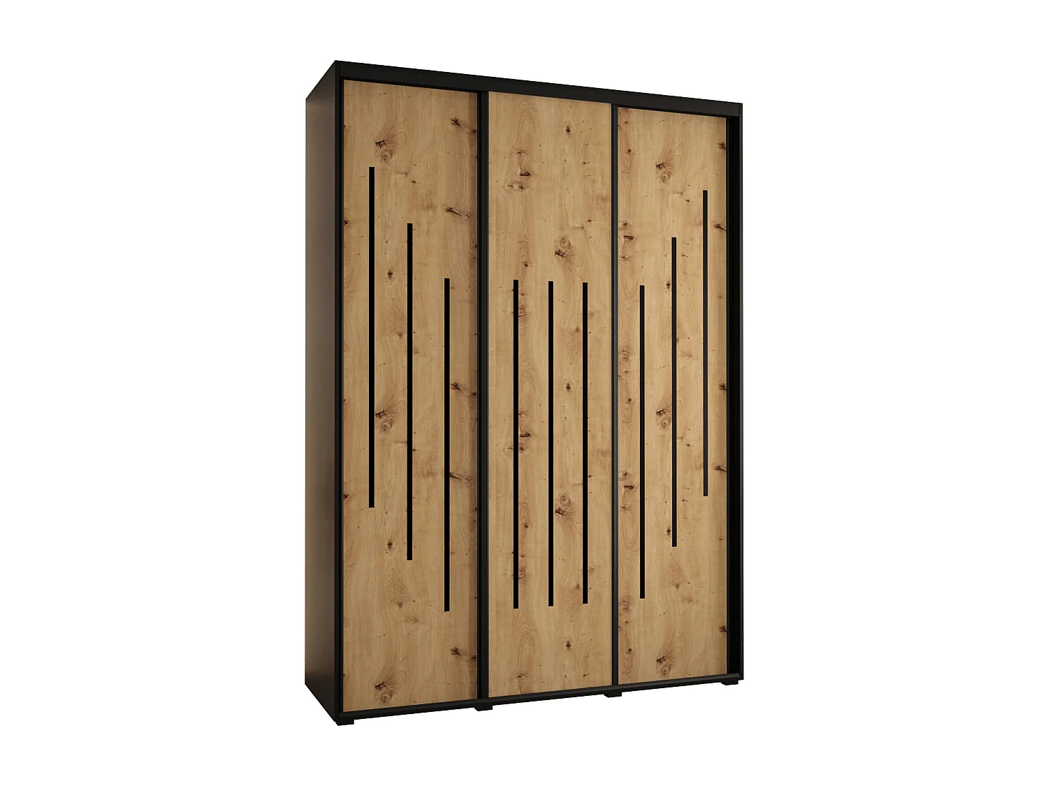 ARMOIRE DAVOS 8 À PORTES COULISSANTES 235,2/170/60 3 portes (Noir/Artisan/Noir)